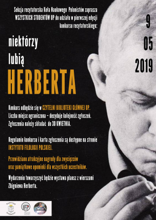 Plakat dotyczący konkursu "Niektórzy lubią Herberta"